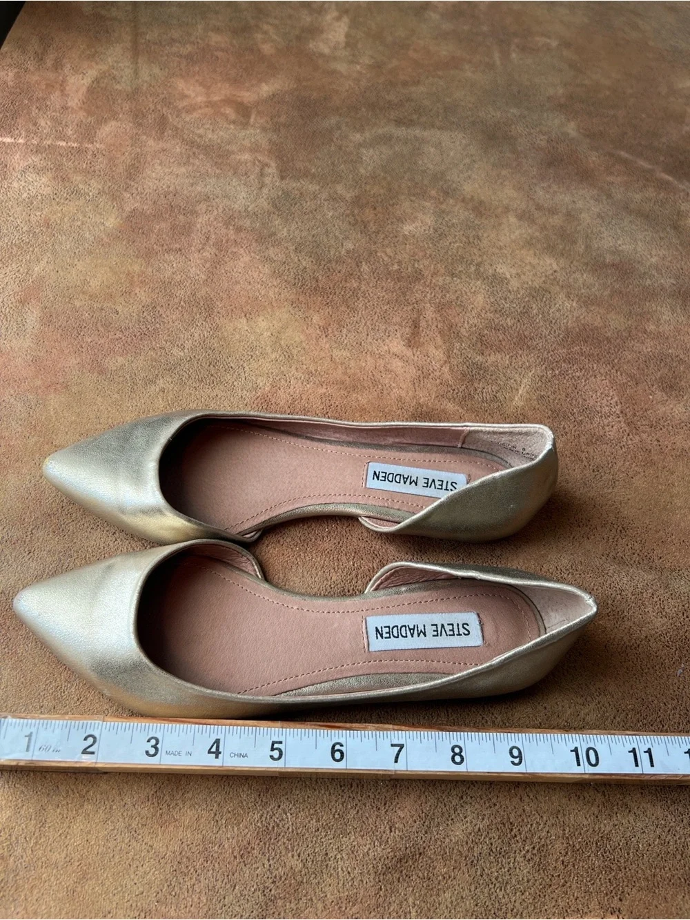 Steve Madden Metallic Gold Pointed D'Orsay Flats